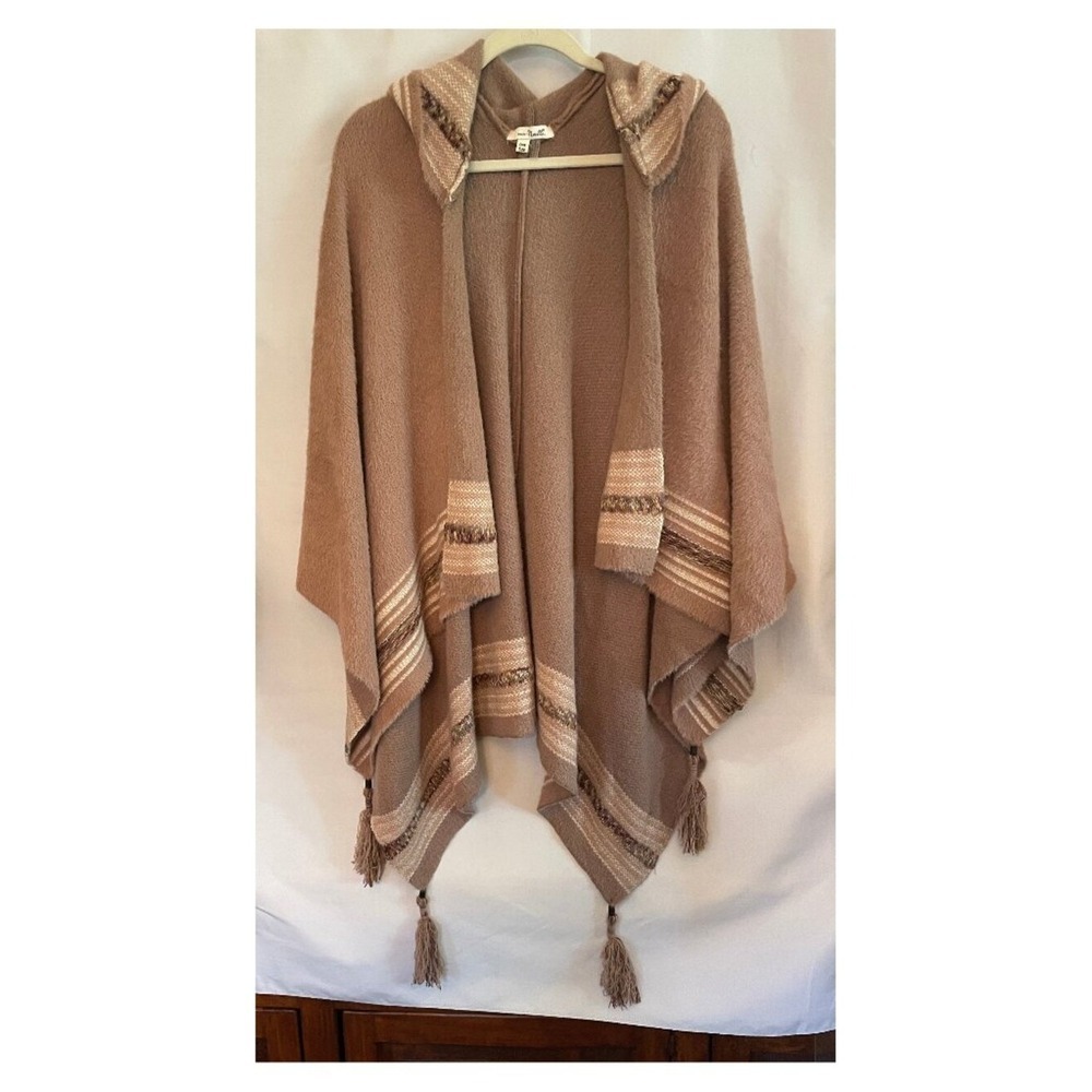 Simply Noelle Tribal Story Teller Hooded Poncho Fringe Tassel OS Like New WOT
